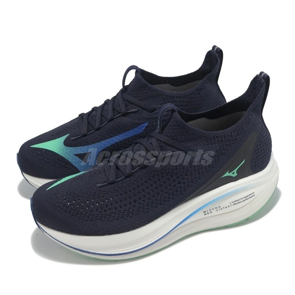 Mizuno Neo Vista 2 Mens Running Shoes Navy Blue Teal J1GC253406 Size 9.5